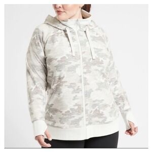 Athleta Triumph Printed Hoodie Jacket‎ Grey Gypsum Camo XL